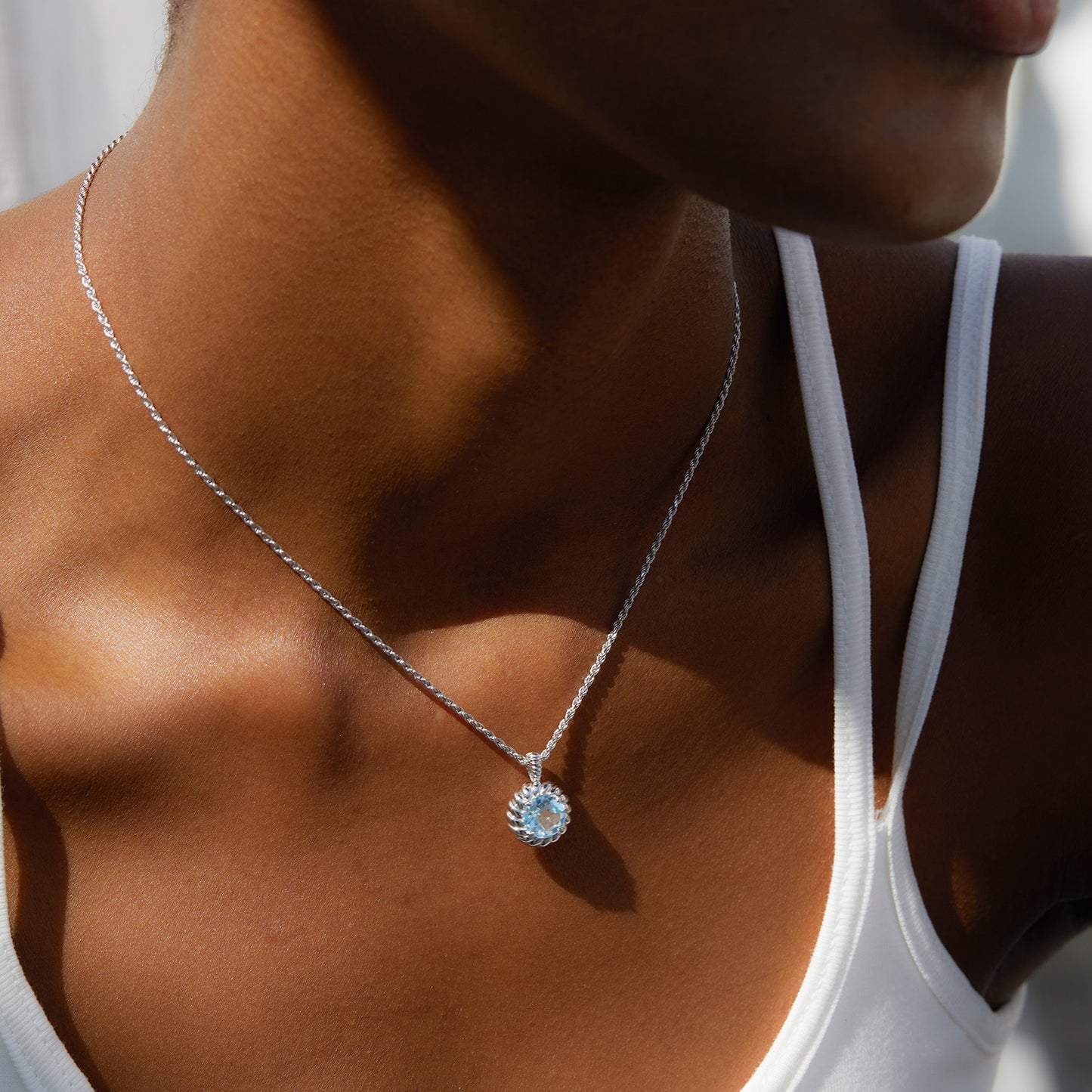 Blue Flower Topaz Necklace