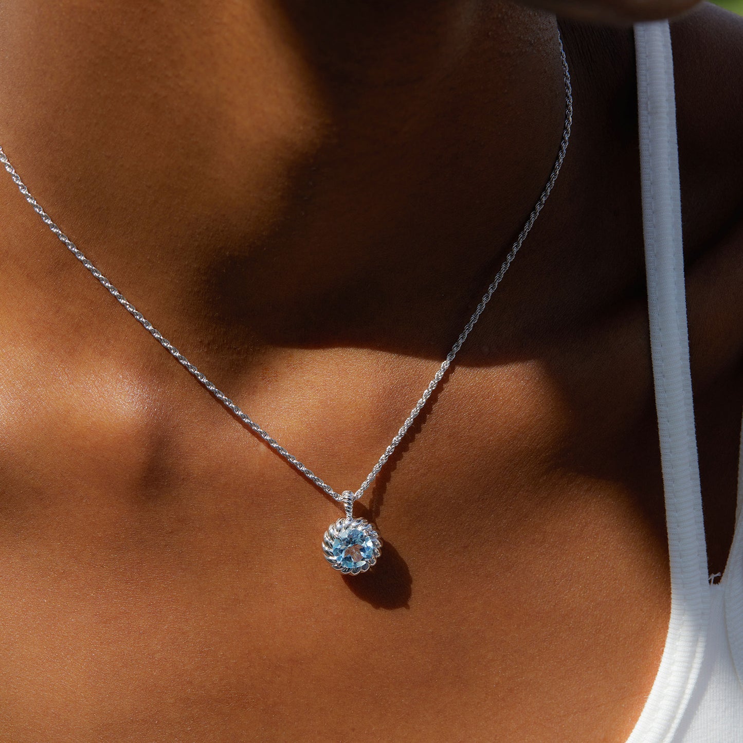 Blue Flower Topaz Necklace