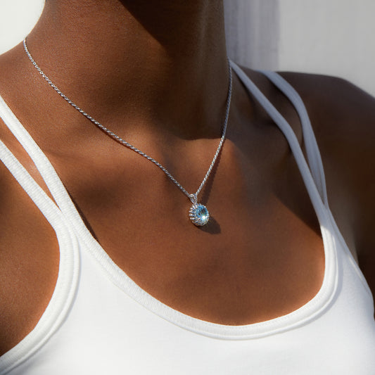 Blue Flower Topaz Necklace