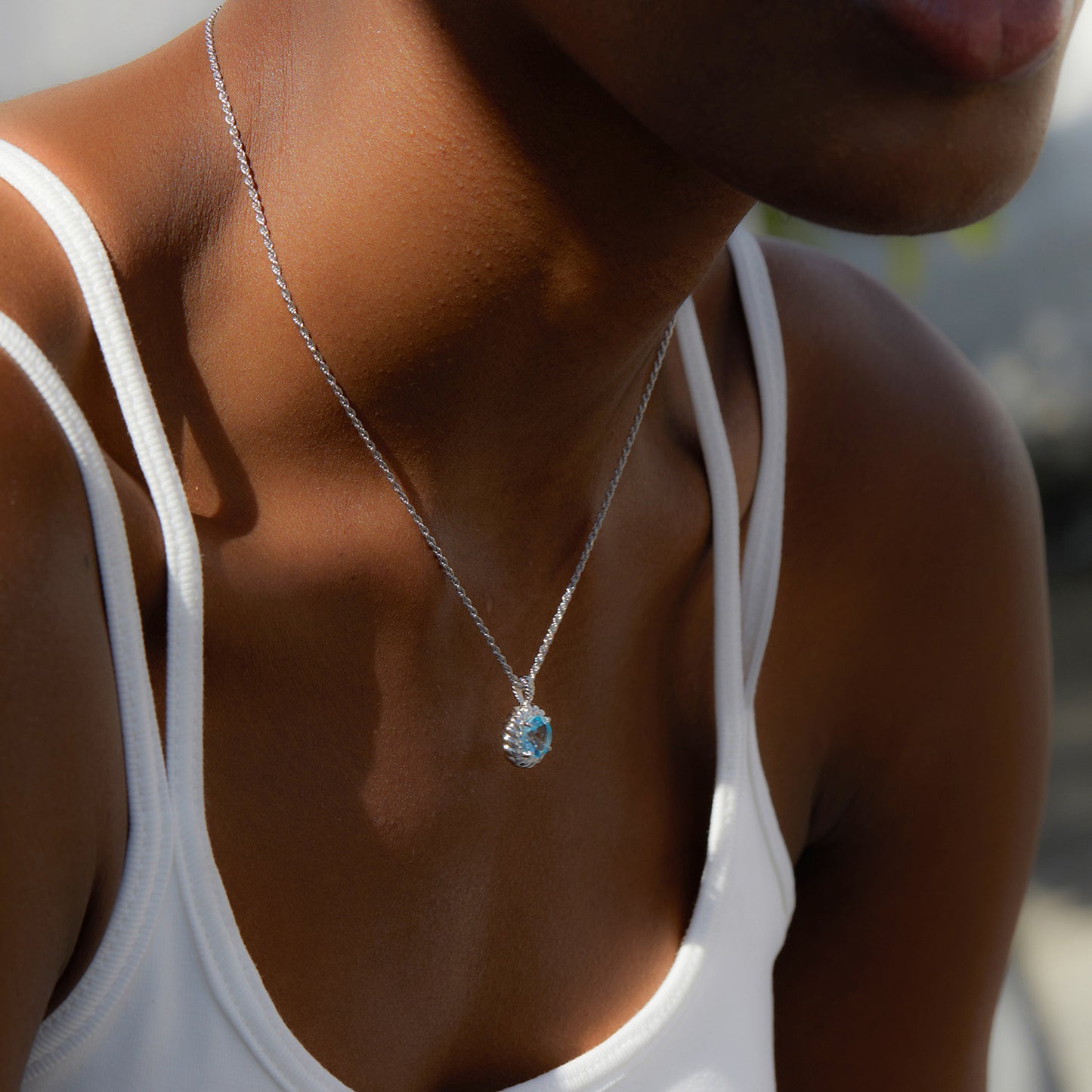 Blue Flower Topaz Necklace