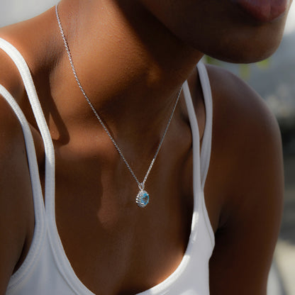 Blue Flower Topaz Necklace