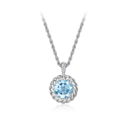 Blue Flower Topaz Necklace