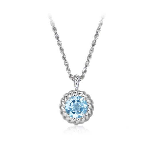 Blue Flower Topaz Necklace