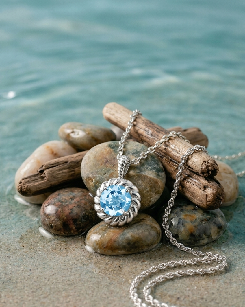 Blue Flower Topaz Necklace