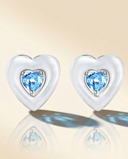 Ocean Heart - Natural Gems & Mother of Pearl Sterling Silver Earrings for Women