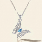 Vol de papillon – Collier pour femme en argent sterling anti-ternissement avec pierre précieuse naturelle