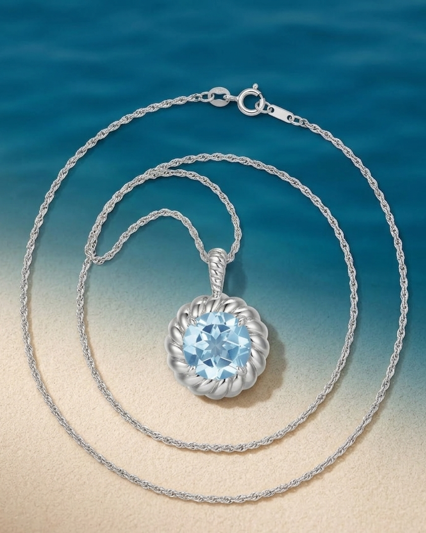Blue Flower Topaz Necklace