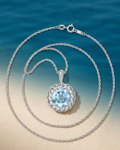 Blue Flower Topaz Necklace