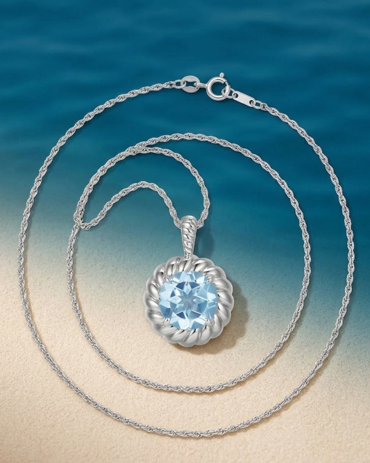 Collar de topacio con flor azul