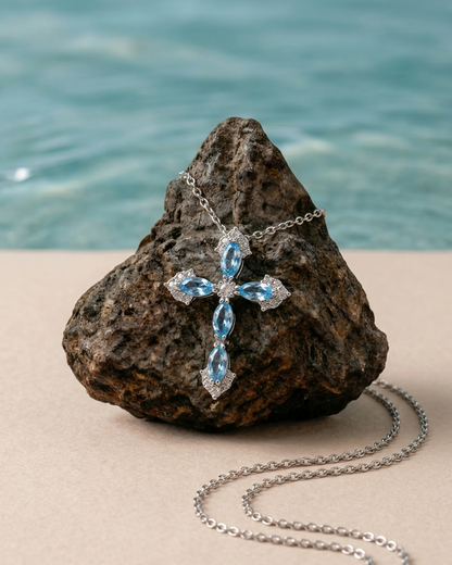 Cross Gemstone Necklace