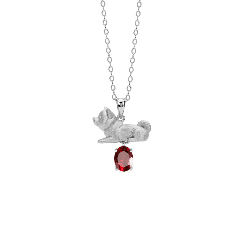 Ocean Dog's Love - Shiba Inu Gemstone Pendant Necklace