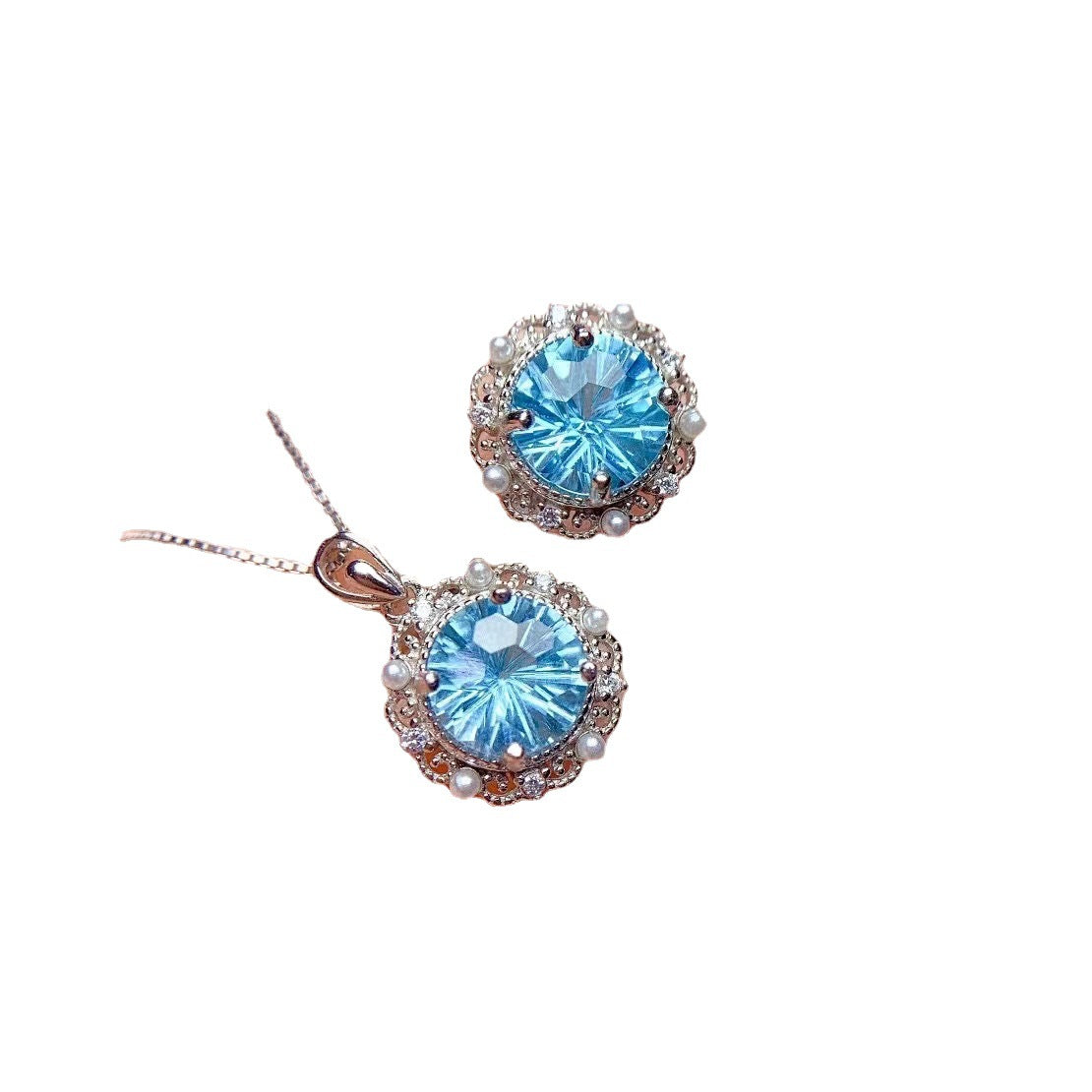 Blue Firework- Sterling Silver Blue Topaz Jewelry Set