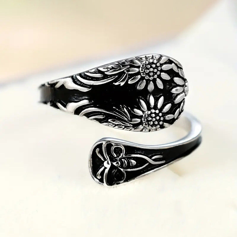 Sunflower Sterling Silver Spoon Ring