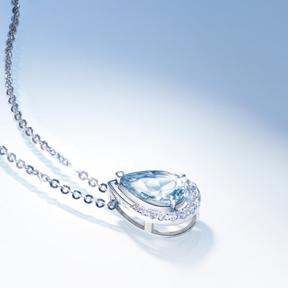 Aquamarine Teardrop Pendant Necklace