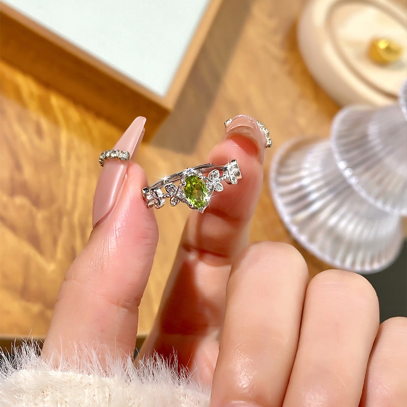 Reina de Hielo - Anillo de piedra natural, joyería llamativa para mujer