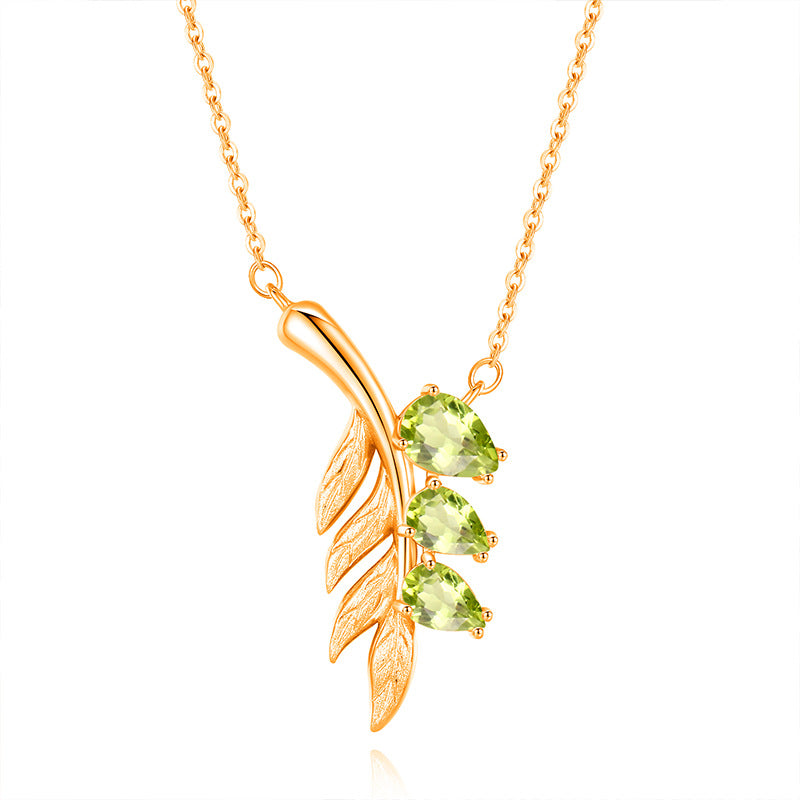 Family Leaf - Gemstone Pendant Jewelry Set