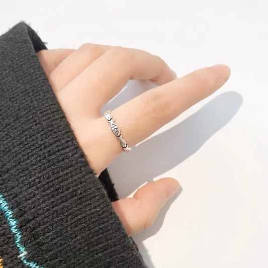 Small Lucky Fish Sterling Silver Ring