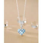 Collier Pendentif Cœur Bleu en Argent Sterling