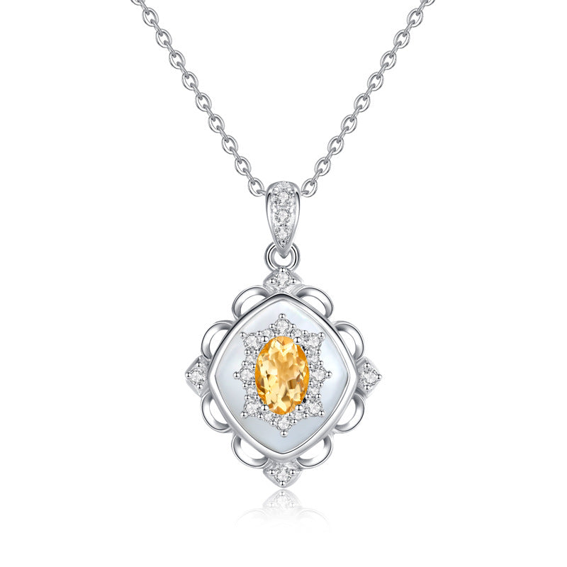 Collier rétro Palace anallergique pour femme – Pendentif en cristal naturel, chaîne de clavicule de créateur haut de gamme