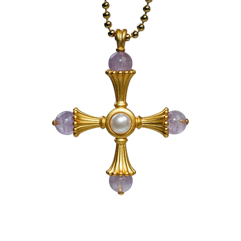 Cross Amethyst Vintage Necklace