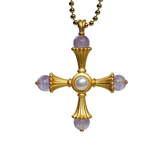 Cross Amethyst Vintage Necklace
