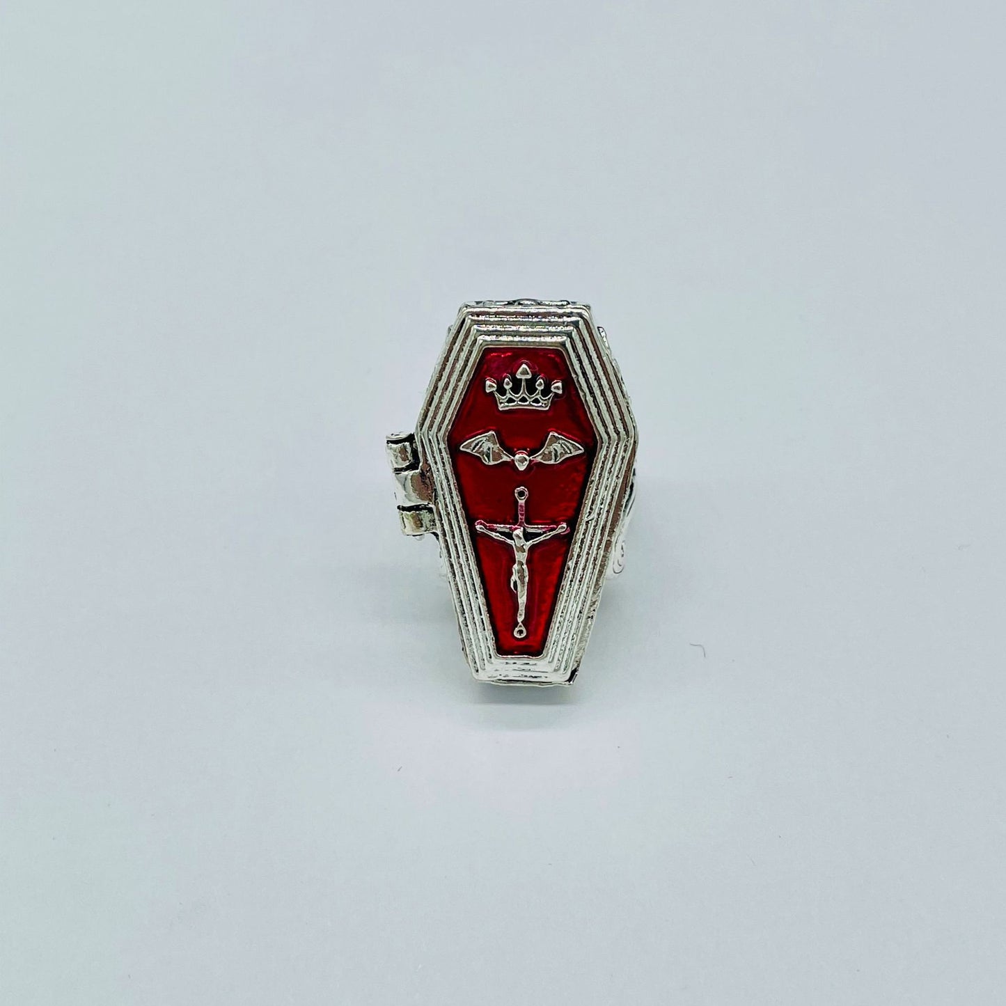 Cross Bat Coffin Ring
