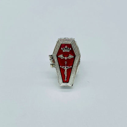 Cross Bat Coffin Ring