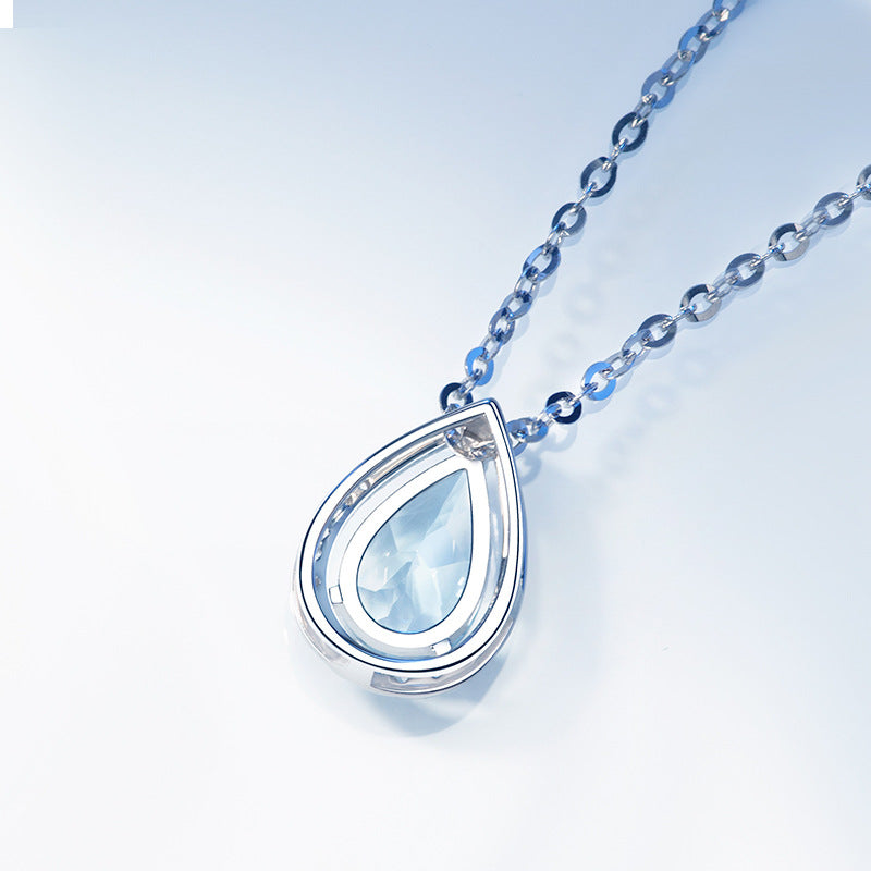 Aquamarine Teardrop Pendant Necklace