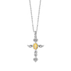 Angel's Wing - Gemstone Cross Necklace