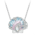Jewelry necklace with a shell pendant background