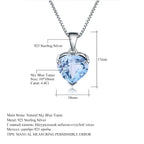 Ocean Topaz Heart - Sterling Silver Heart Pendant Necklace