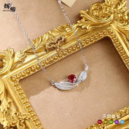 Feather's Blue - Sterling Silver Gemstone Pendant Necklace
