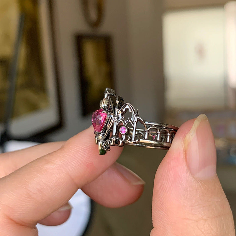 Gothic Halloween Red Heart Adjustable Ring