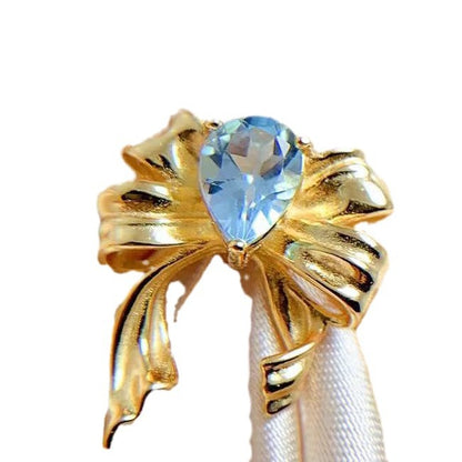 Blue Topaz Butterfly Bow Ring