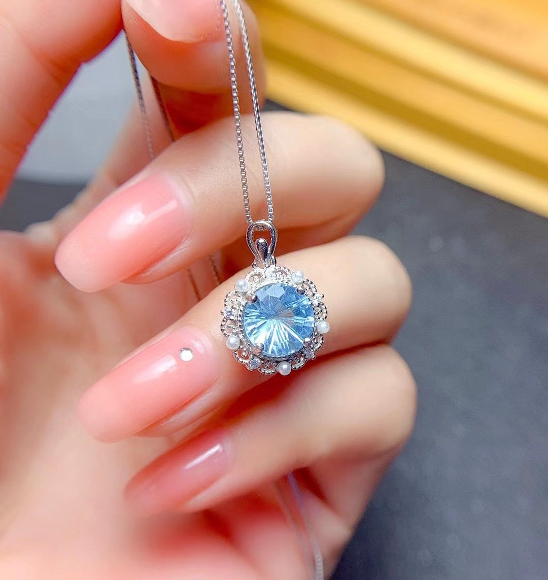 Blue Firework- Sterling Silver Blue Topaz Jewelry Set