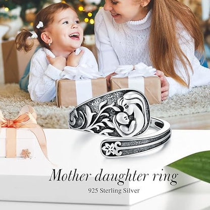 Mama and Kids Sterling Silver Ring
