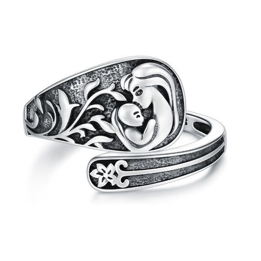 Mama and Kids Sterling Silver Ring