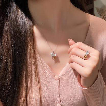 Ocean Dog's Love - Shiba Inu Gemstone Pendant Necklace