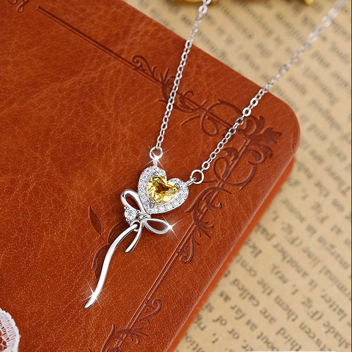 Collar Tidal Heart - Collar de plata de ley con diseño de topacio para mujer