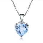 Ocean Topaz Heart - Sterling Silver Heart Pendant Necklace