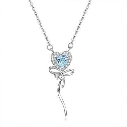 Tidal Heart - Sterling Silver Gems Topaz Design Necklace For Women