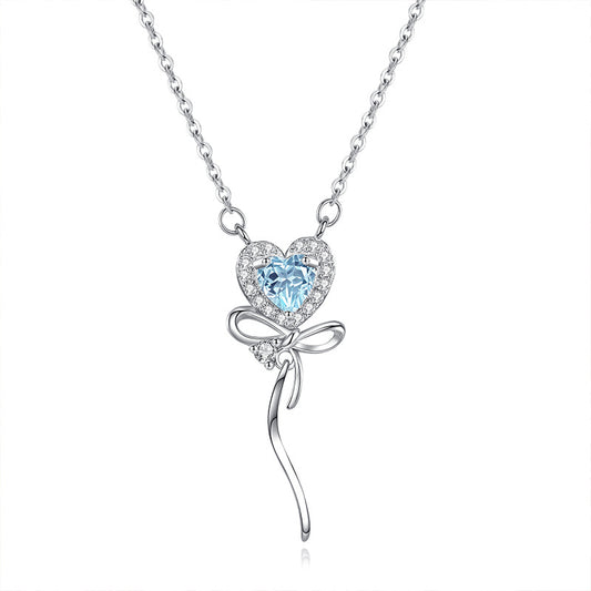 Tidal Heart - Sterling Silver Gems Topaz Design Necklace For Women