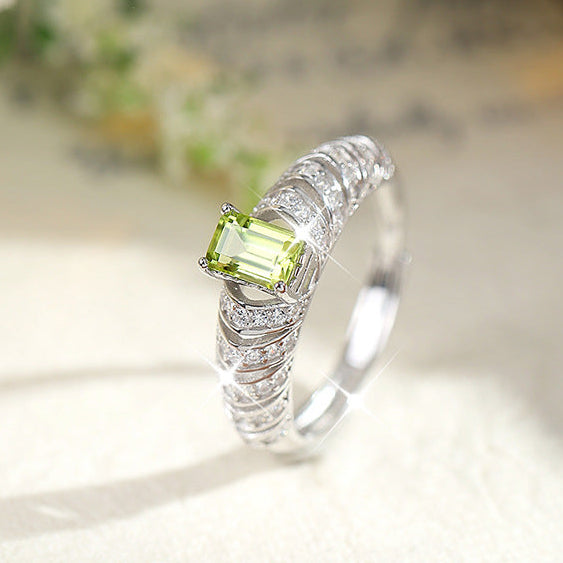 Anillo Topaz Tide - Anillo de piedra preciosa natural con topacio de 4x6 mm