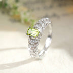 Anillo Topaz Tide - Anillo de piedra preciosa natural con topacio de 4x6 mm