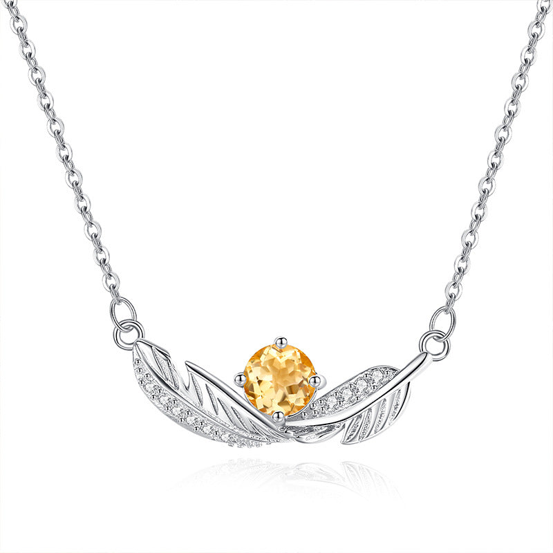 Bleu plume - Collier pendentif en argent sterling et pierre précieuse