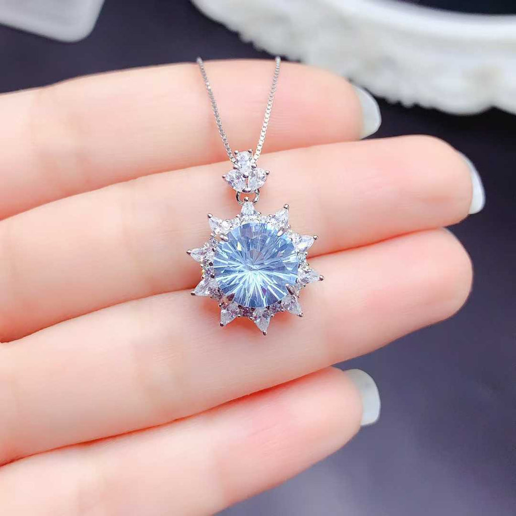 Topaze de feu - Collier en topaze bleue taille feu d'artifice