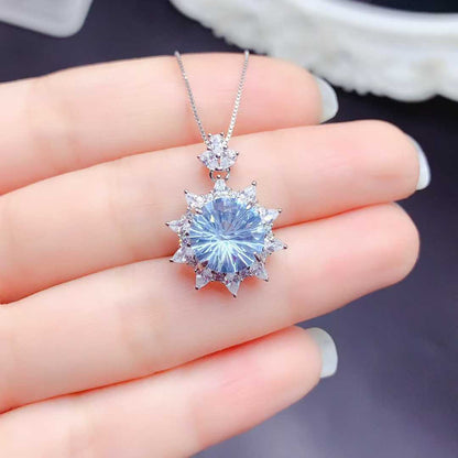 Topaz Fire - Firework-Cut Blue Topaz Necklace