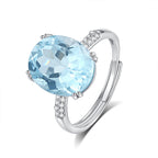 Bague en cristal ovale naturel radiant avec topaze et améthyste – Bijou élégant en pierres précieuses