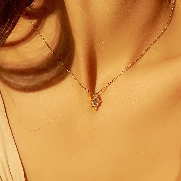 Crowds Blue Stars -Vintage Blue Topaz Pendant Necklace