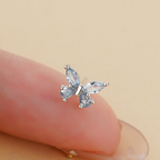 Petites boucles d’oreilles puces papillon en zircon